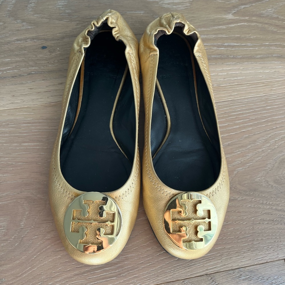 Tory Burch Gold Flats